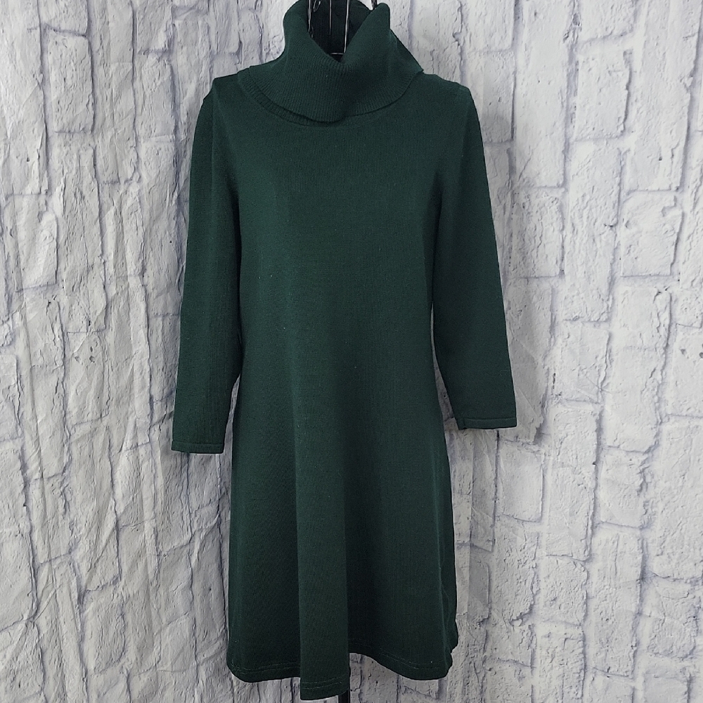 Nine West Deep Forest Green Turtleneck Sweater‎ Dress Medium